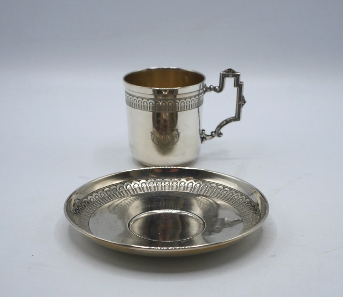 Sterling Silver Coffee Cup And Saucer-photo-4