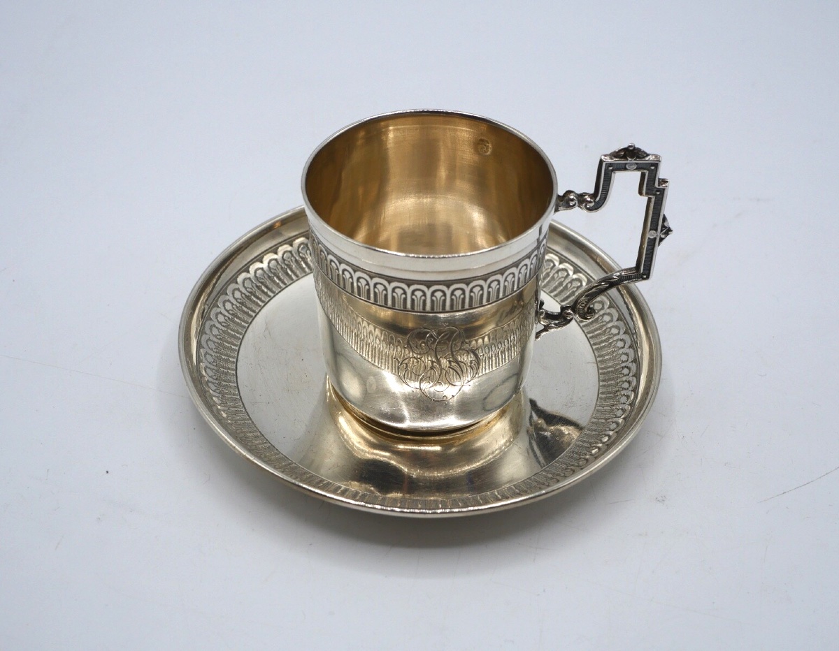 Sterling Silver Coffee Cup And Saucer-photo-2