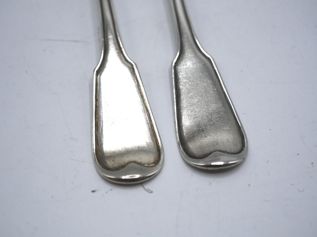 Pair Of Sterling Silver Pharmacy Spoons, Early 19th Century-photo-2