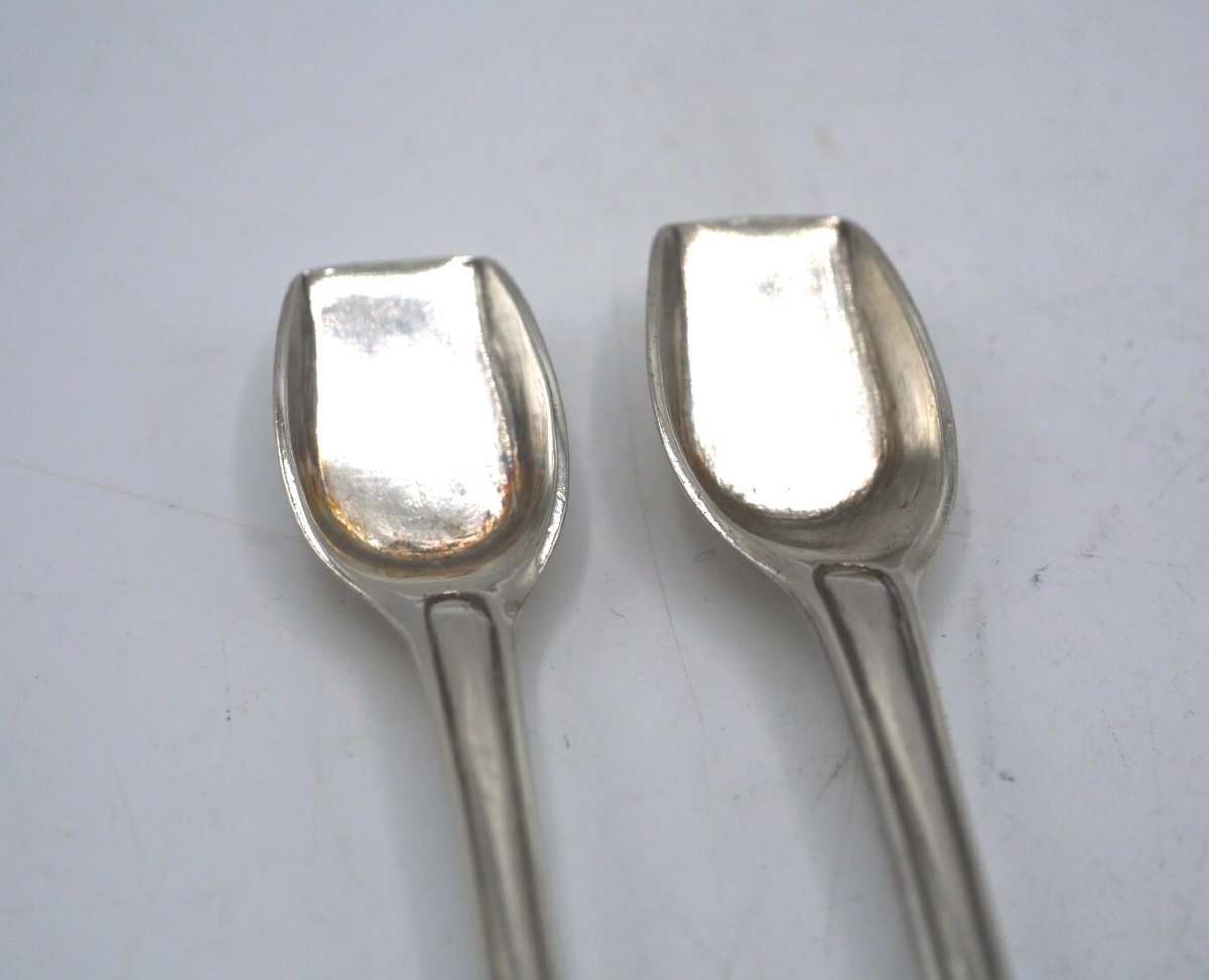 Pair Of Sterling Silver Pharmacy Spoons, Early 19th Century-photo-3