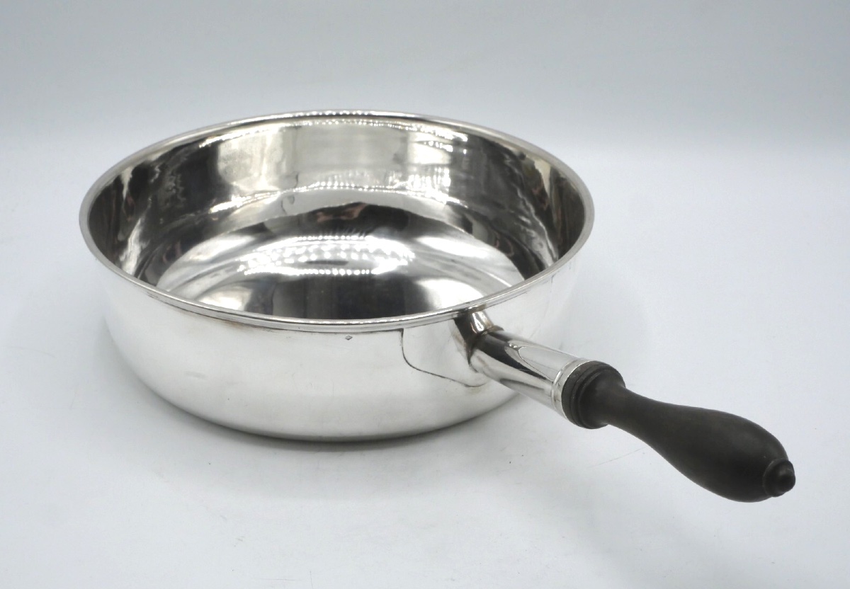 Solid Silver Skillet With Wooden Handle-photo-4
