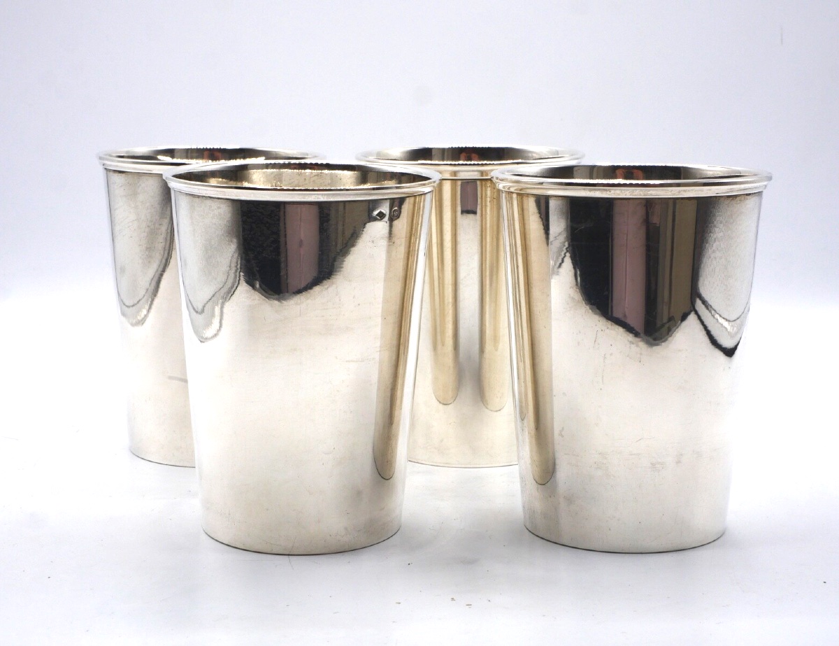 Série de 4 timbales droites en argent massif par Puiforcat-photo-5