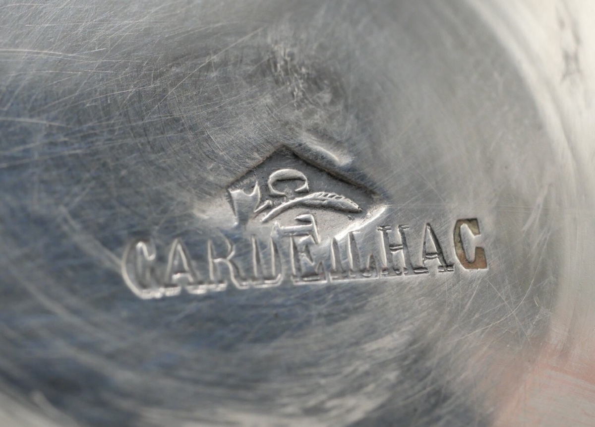 Suite de 4 tasses et sous tasses avec leurs cuillères en argent massif-photo-1