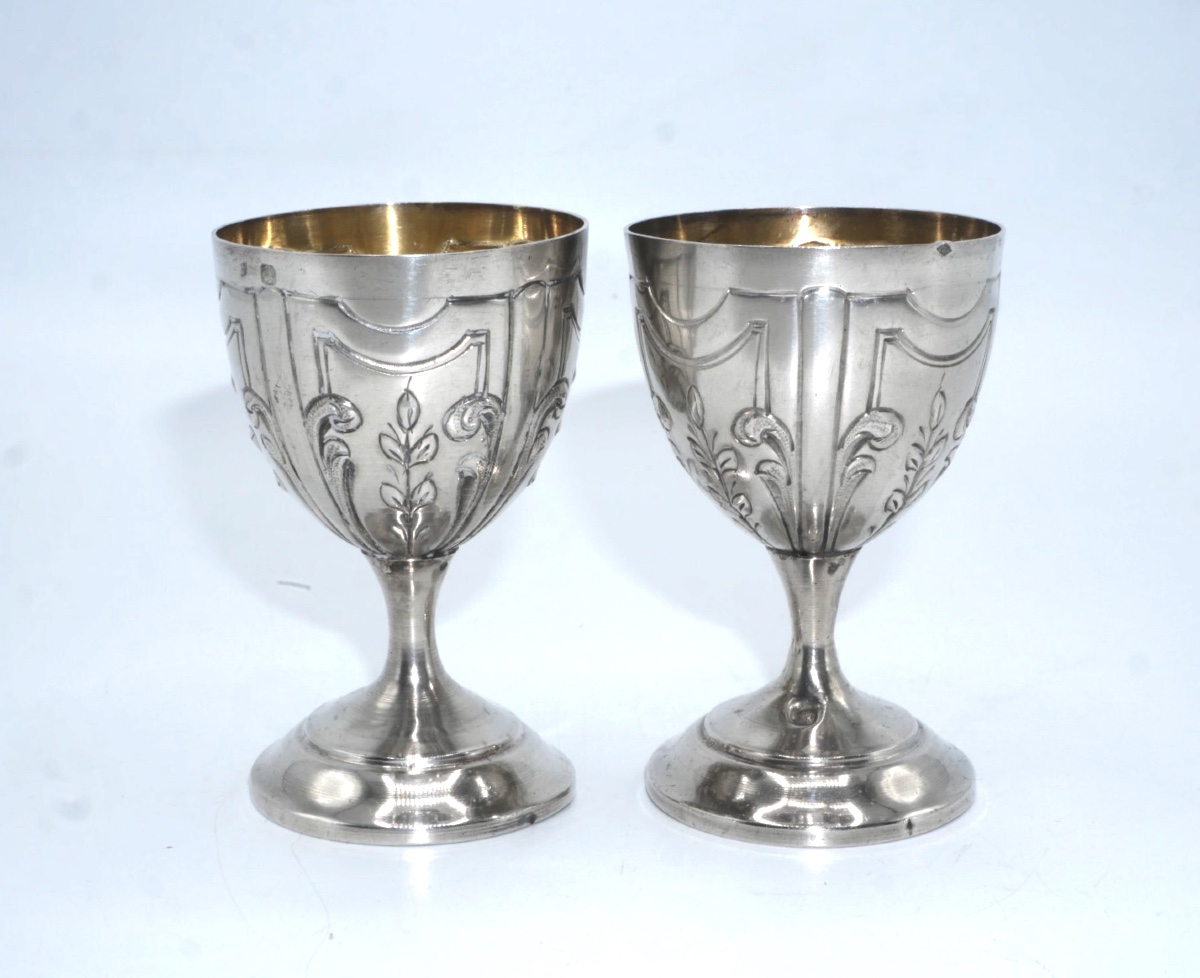 Pair Of Solid Silver Egg Cups