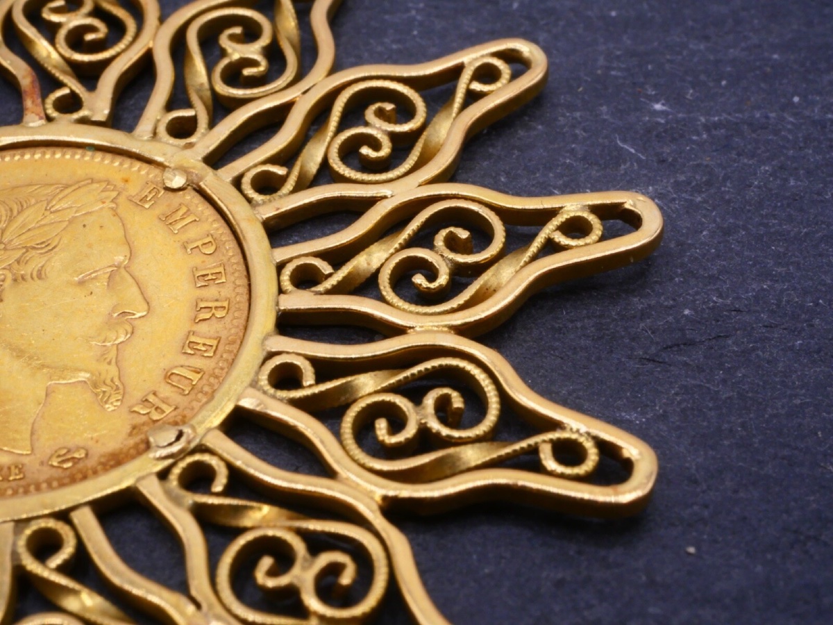 Pendentif en or jaune et pièce de 5 francs Napoléon-photo-3