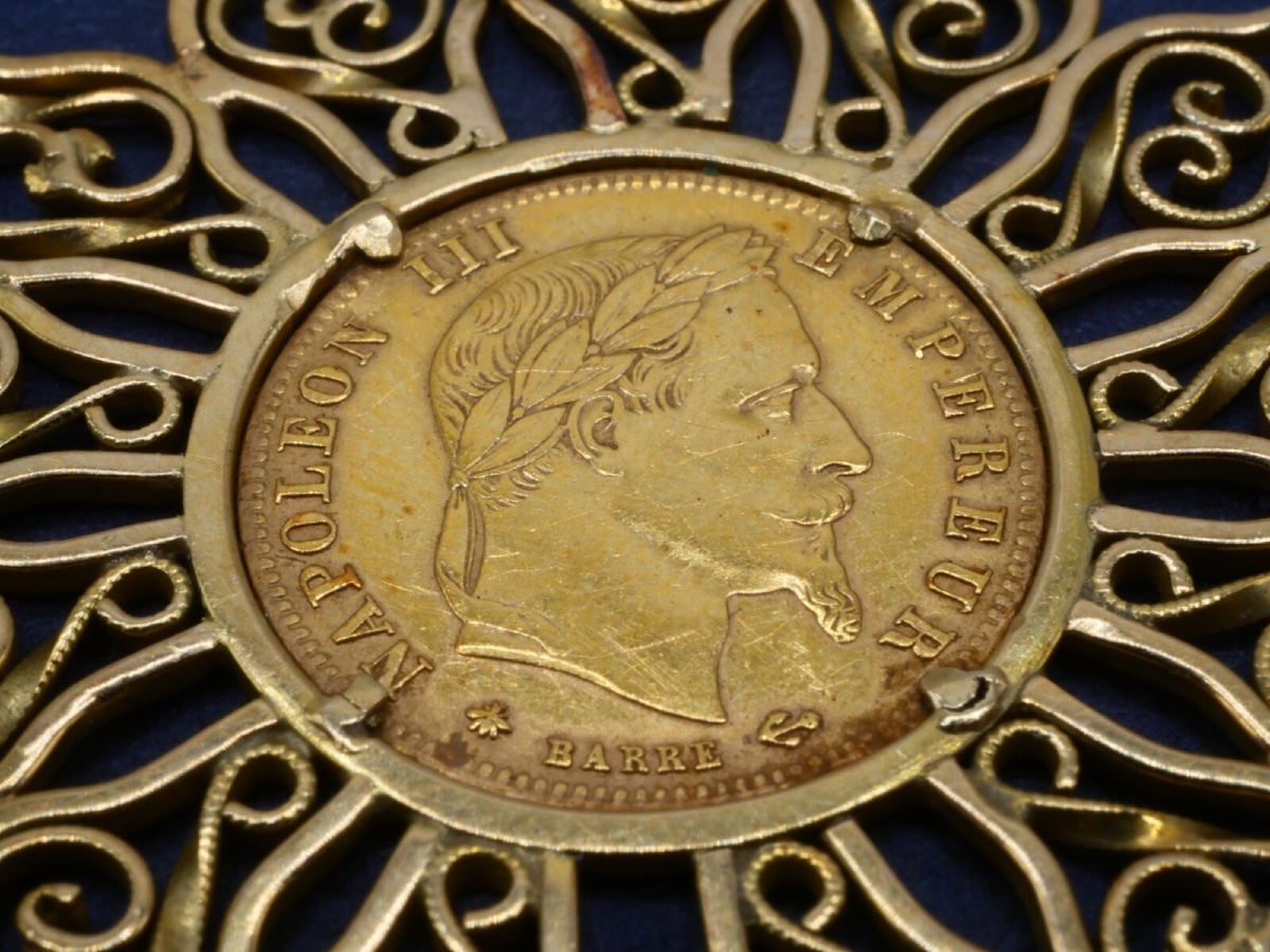 Pendentif en or jaune et pièce de 5 francs Napoléon-photo-4