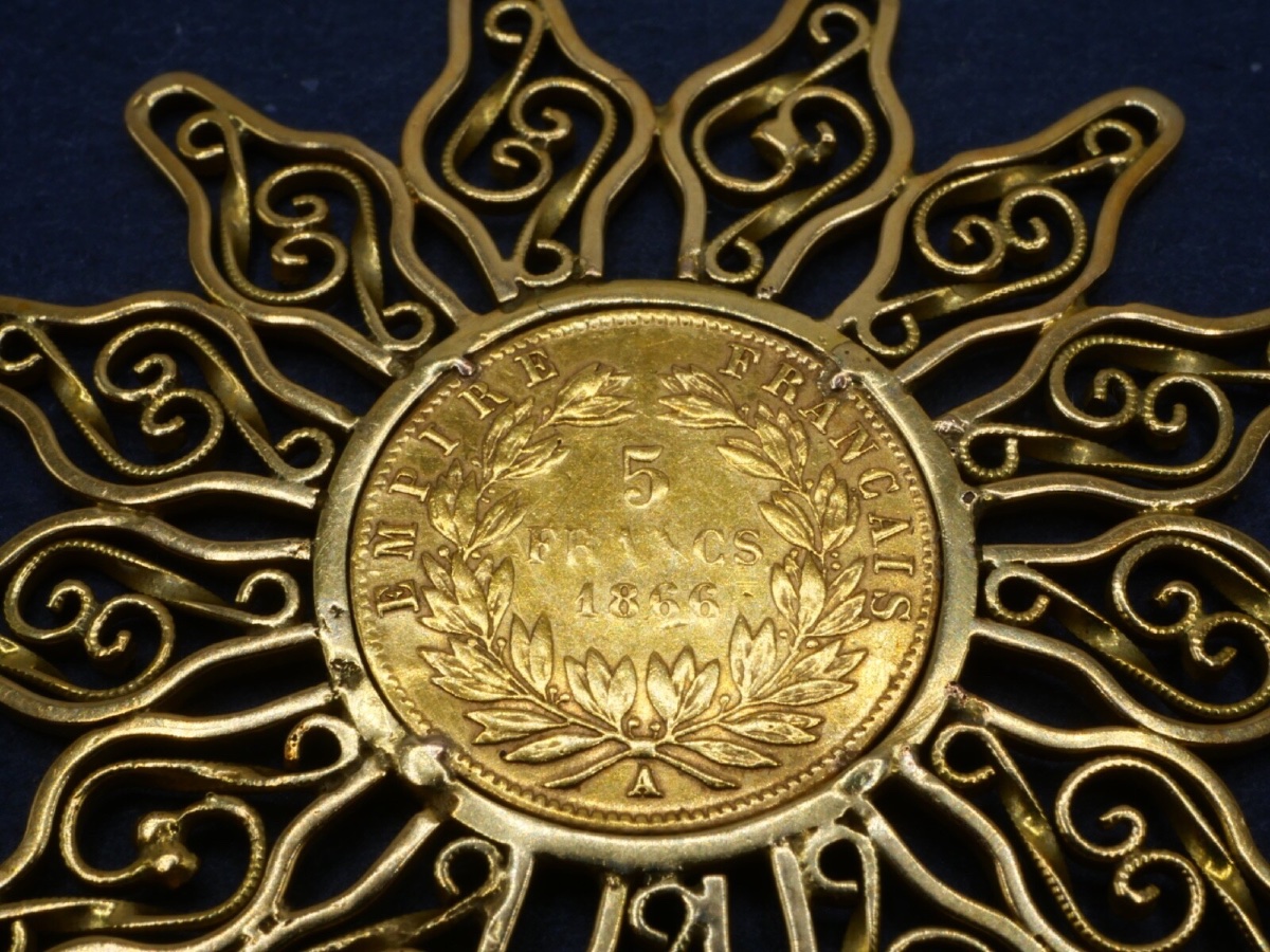 Pendentif en or jaune et pièce de 5 francs Napoléon-photo-6