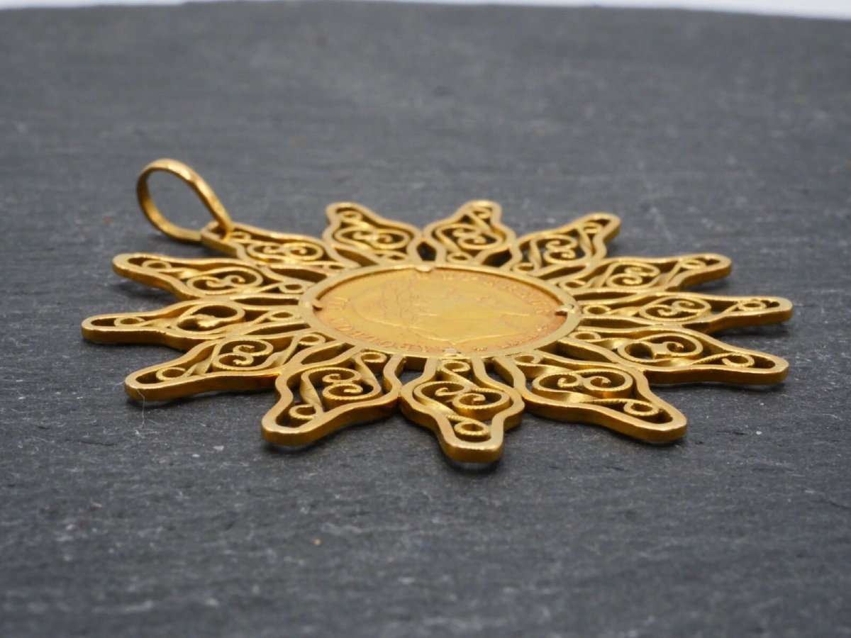 Pendentif en or jaune et pièce de 5 francs Napoléon-photo-8