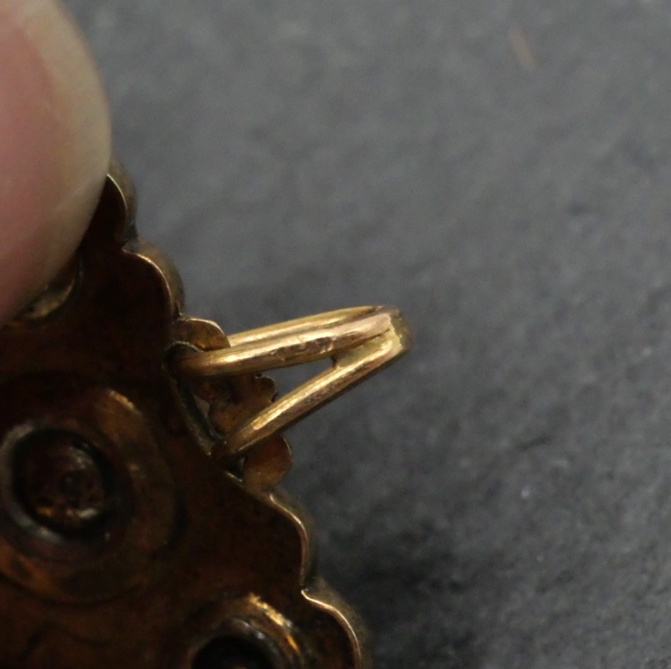 Pendentif - broche en or jaune, argent, diamants et émail-photo-3