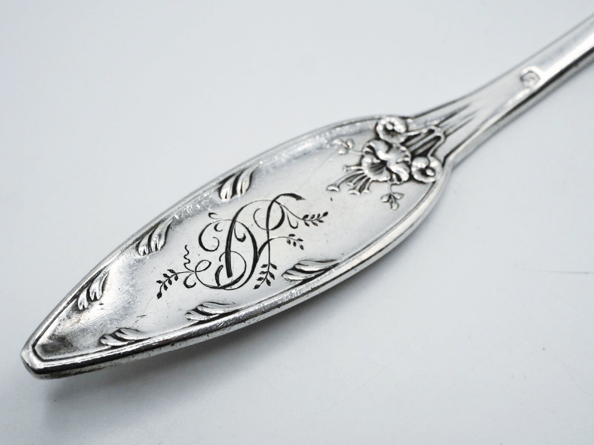 Saupoudreuse Ou Cuillère à Sucre Art Nouveau En Argent Massif Par Cardeilhac-photo-4