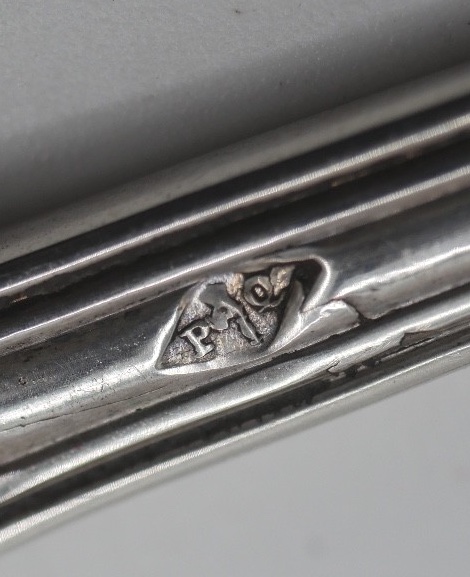 9 Solid Silver Filet Dessert Forks By Queillé, 19th Century-photo-3