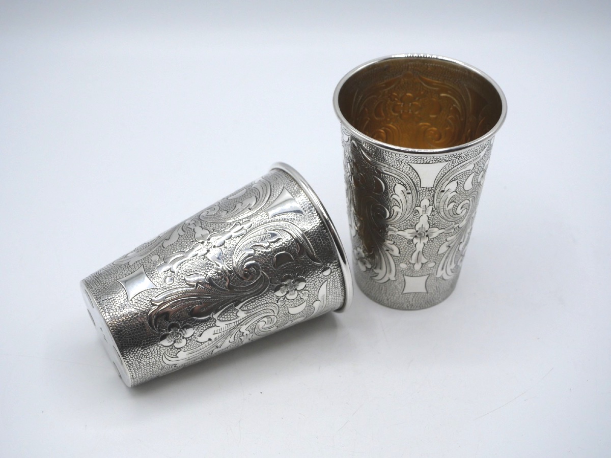 Pair Of Solid Silver And Vermeil Cups-photo-4