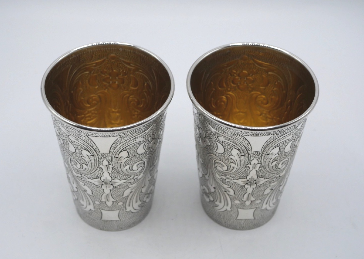 Pair Of Solid Silver And Vermeil Cups-photo-1