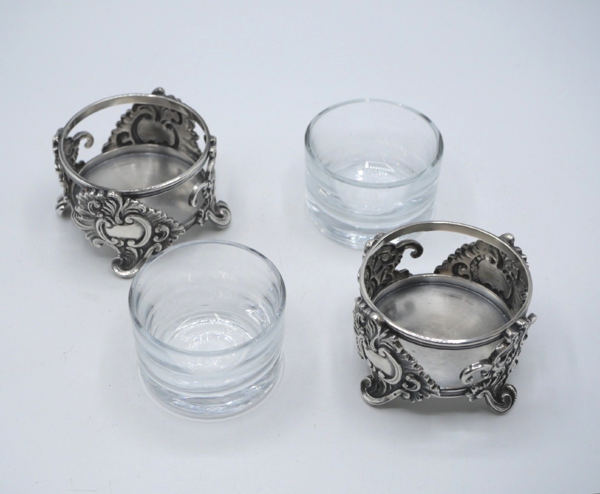 Paire de salerons ronds en argent massif par Buccellati-photo-4