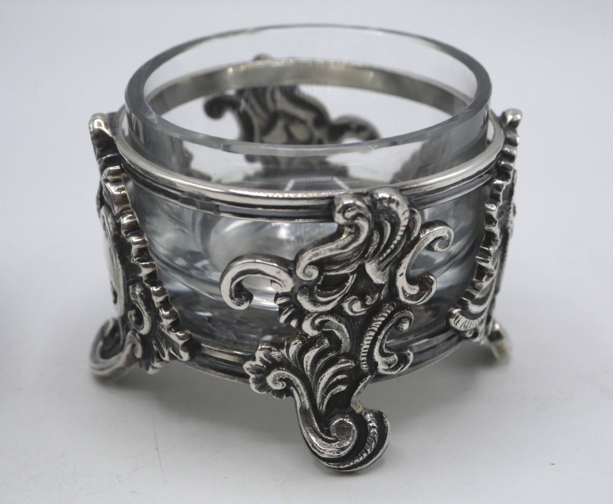 Paire de salerons ronds en argent massif par Buccellati-photo-2