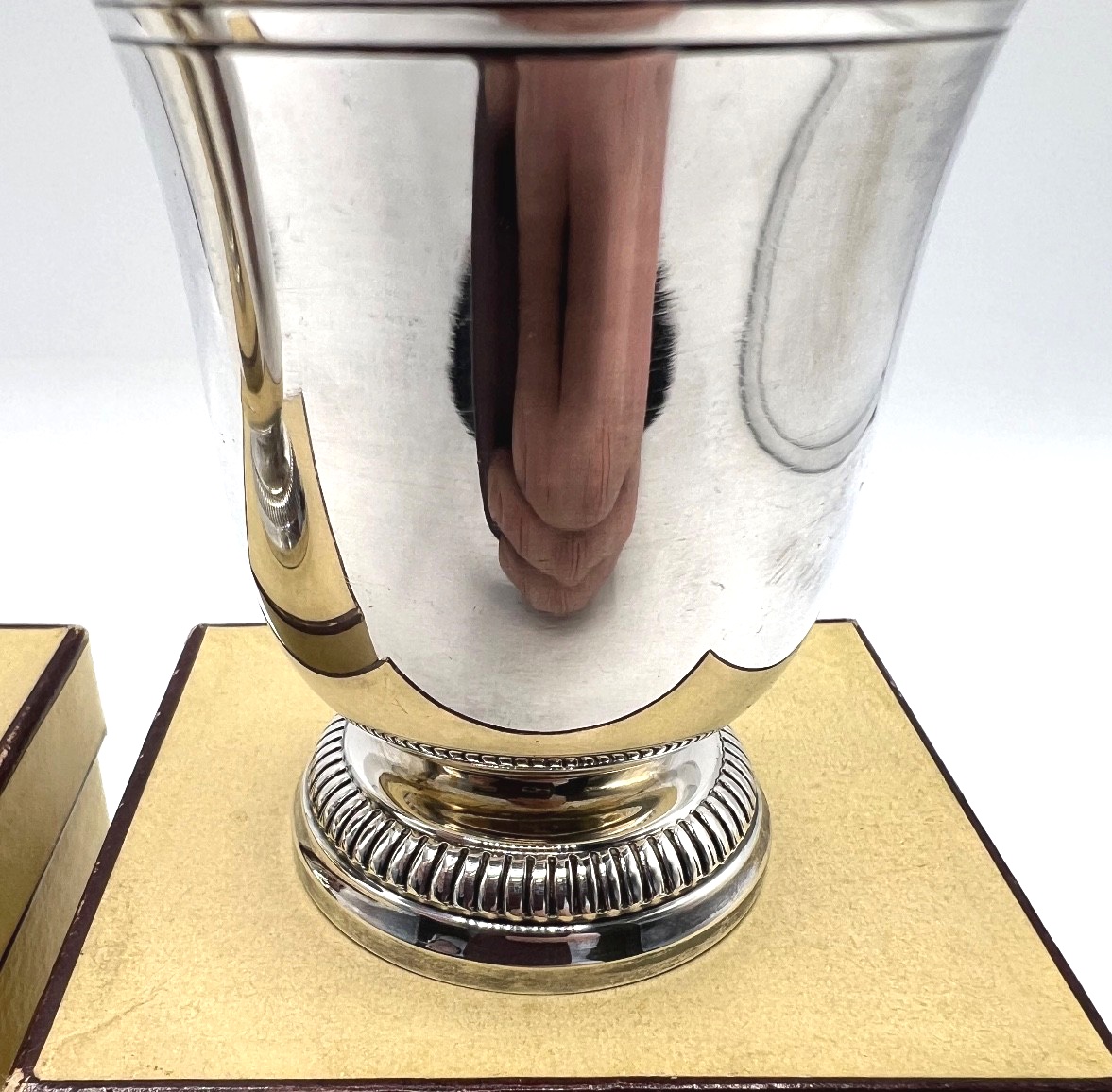 Pair Of Tulip-shaped Goblets In Solid Silver And Vermeil-photo-1