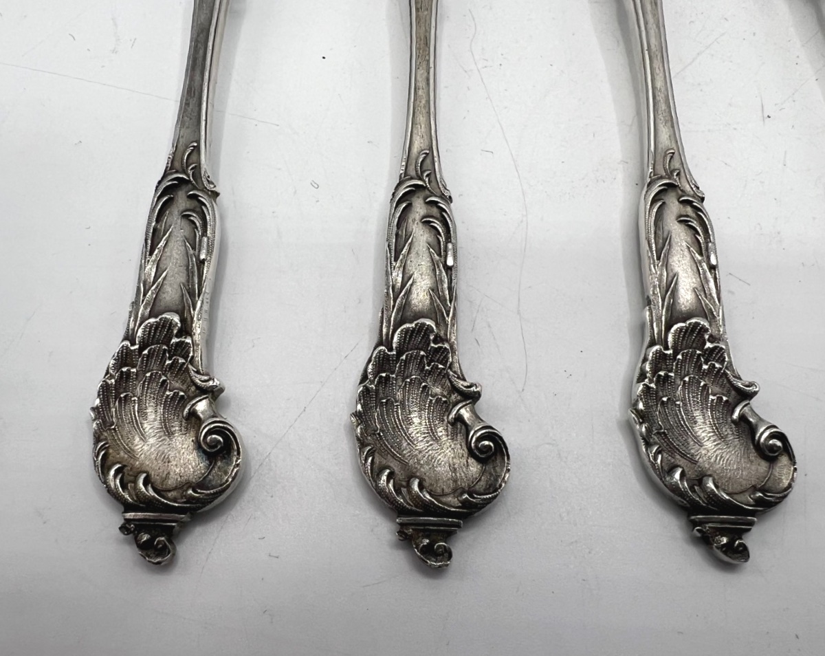 Set Of 6 Solid Silver Oyster Forks-photo-1