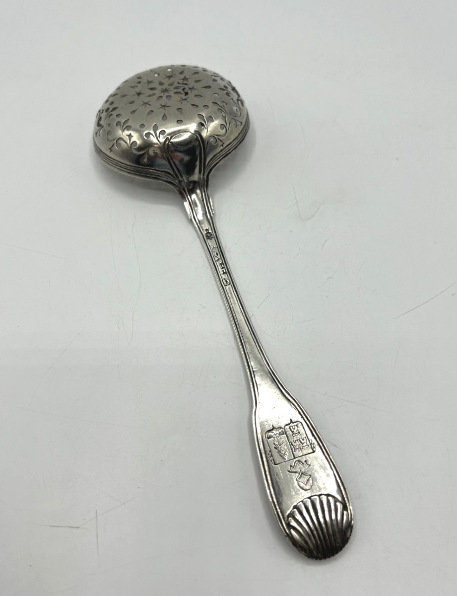 Saupoudreuse Ou Cuillère à Sucre En Argent Massif 18ème, Fougères (juridiction de Rennes)-photo-6