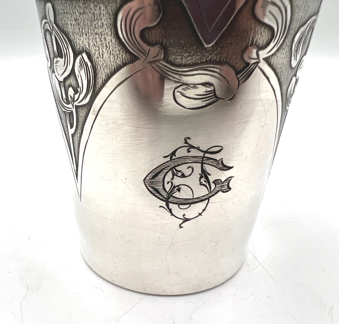 Timbale droite en argent massif Art Nouveau-photo-3