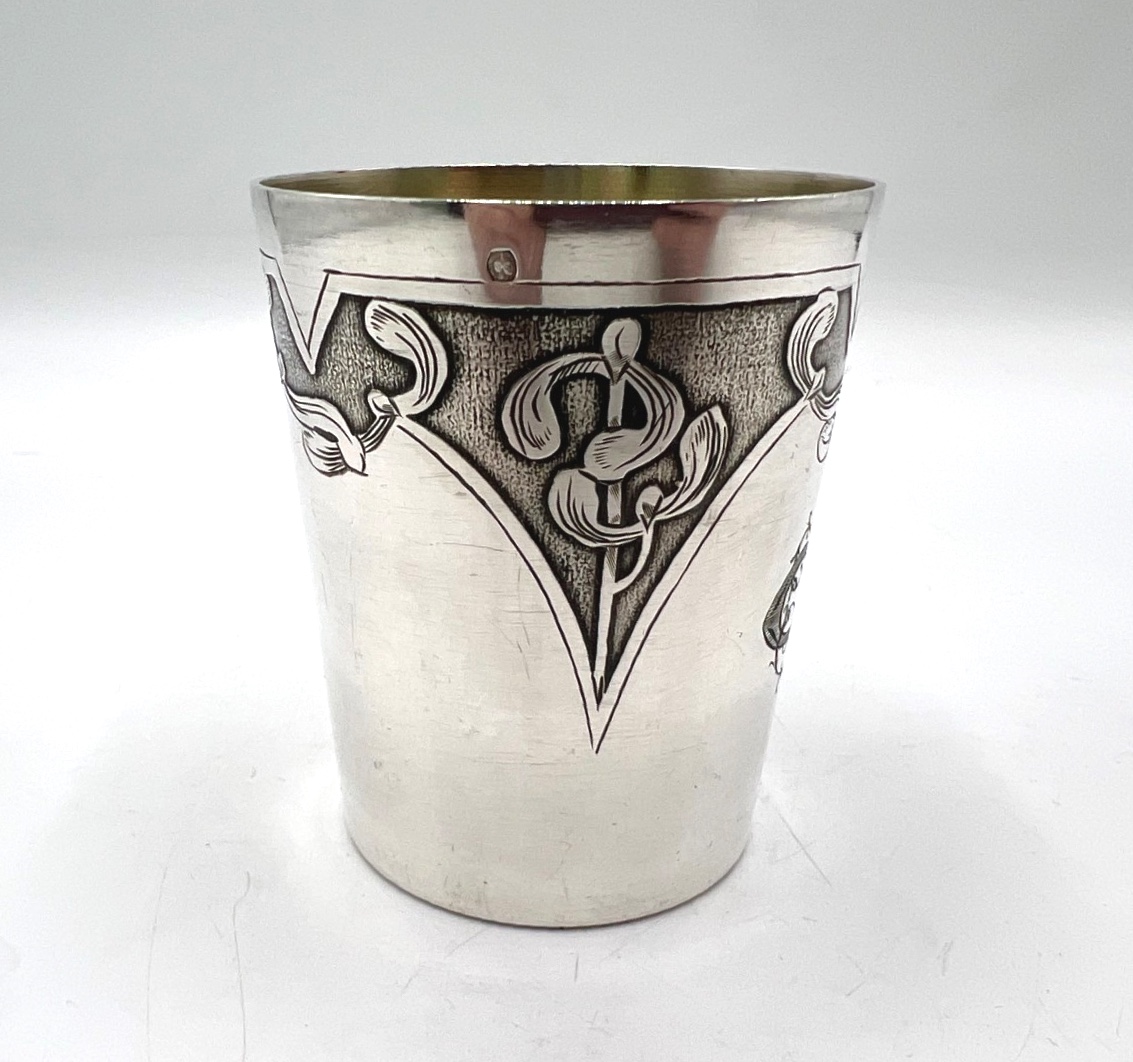 Timbale droite en argent massif Art Nouveau-photo-1