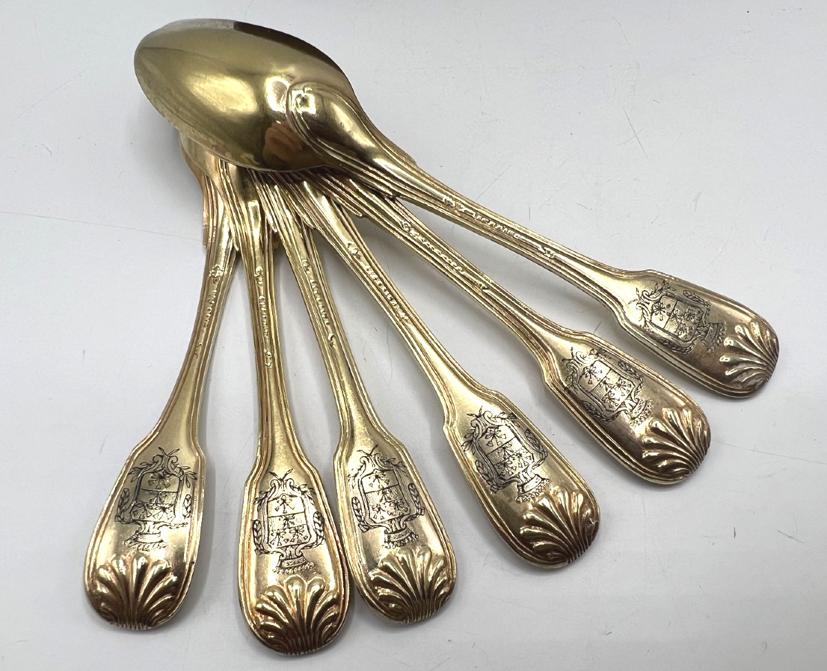 6 cuillères à café en vermeil 18ème, Colmar-photo-2
