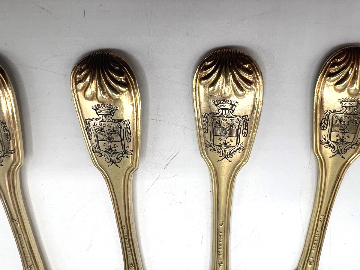 6 cuillères à café en vermeil 18ème, Colmar-photo-1
