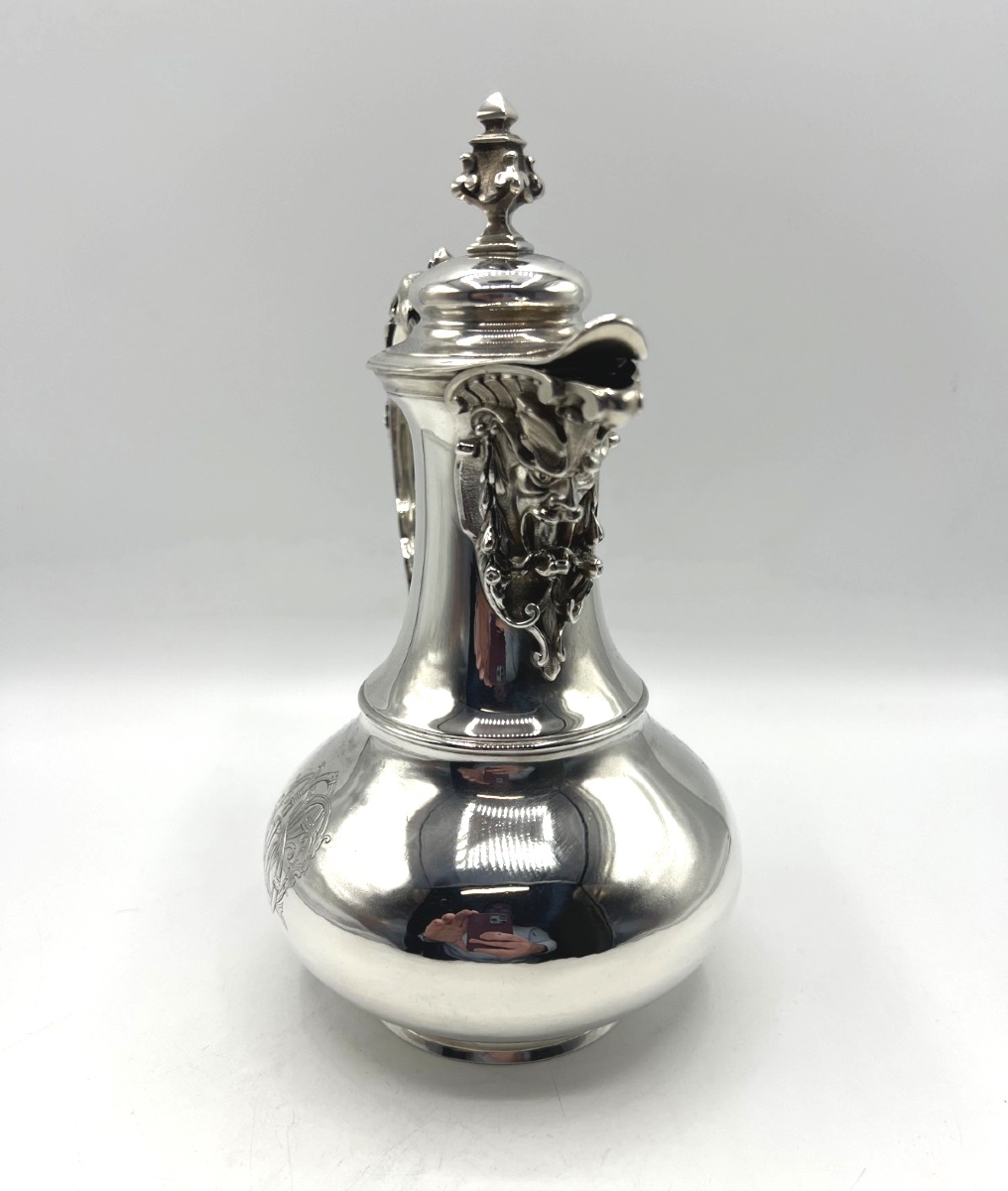 Verseuse en argent massif décor de mascarons époque 19ème-photo-5