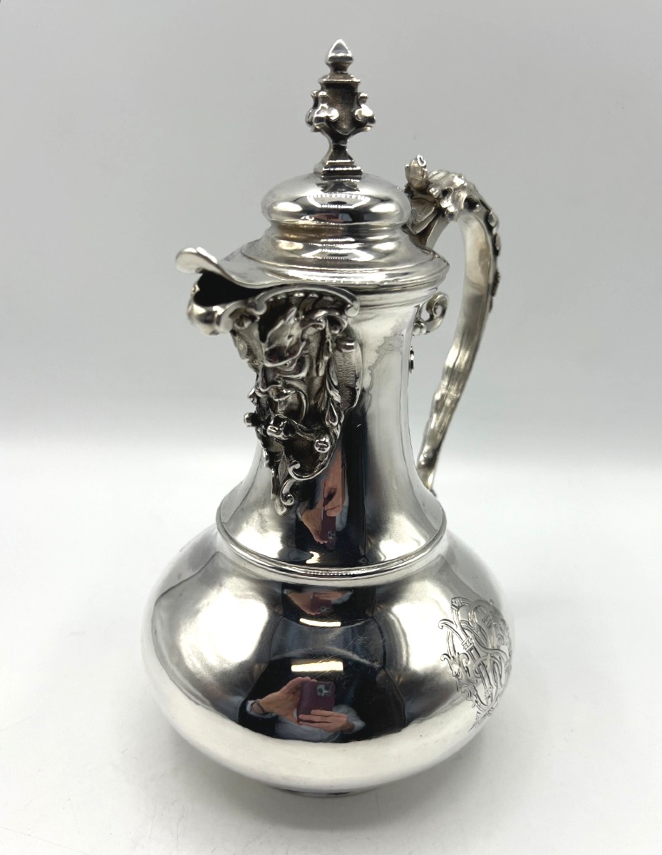 Verseuse en argent massif décor de mascarons époque 19ème-photo-6