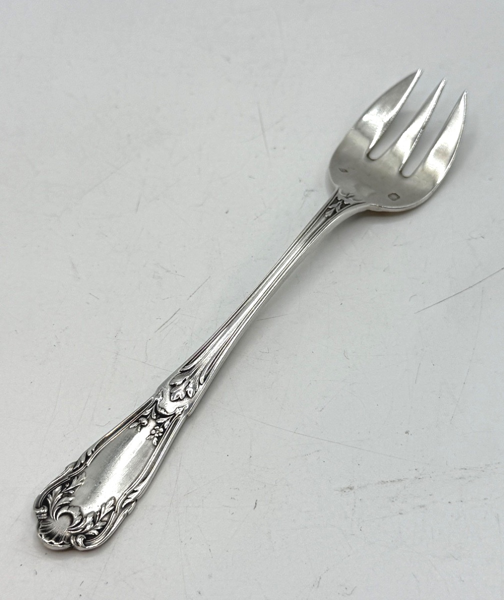 12 Solid Silver Oyster Forks-photo-4