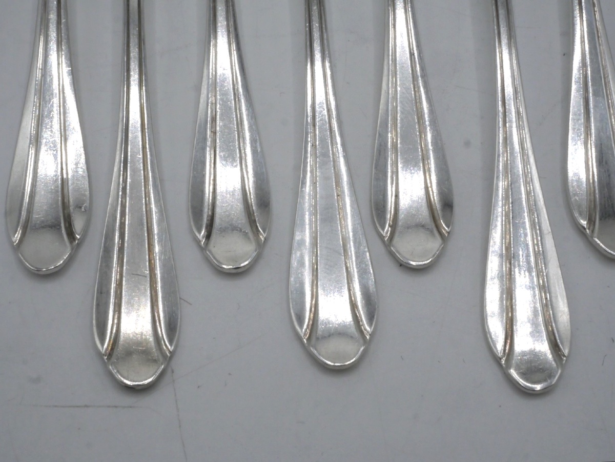 12 cuillères à moka en argent massif Art Déco-photo-4