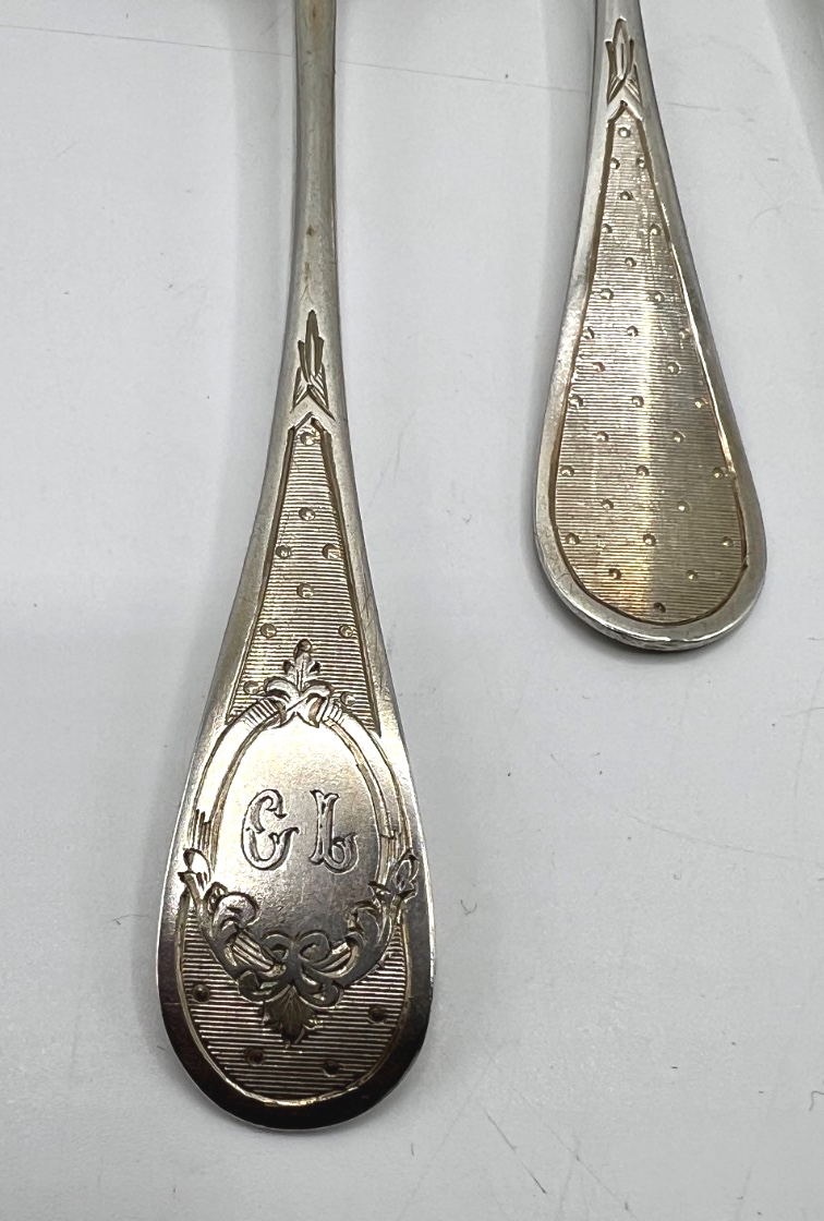 12 cuillères à café en argent massif et vermeil-photo-4