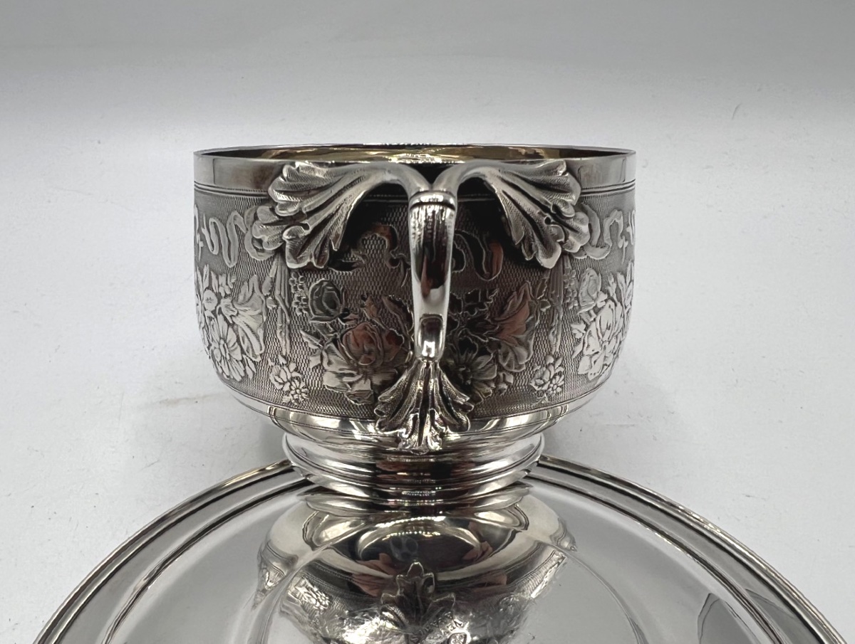 Minerva Solid Silver Tea Cup And Saucer-photo-1