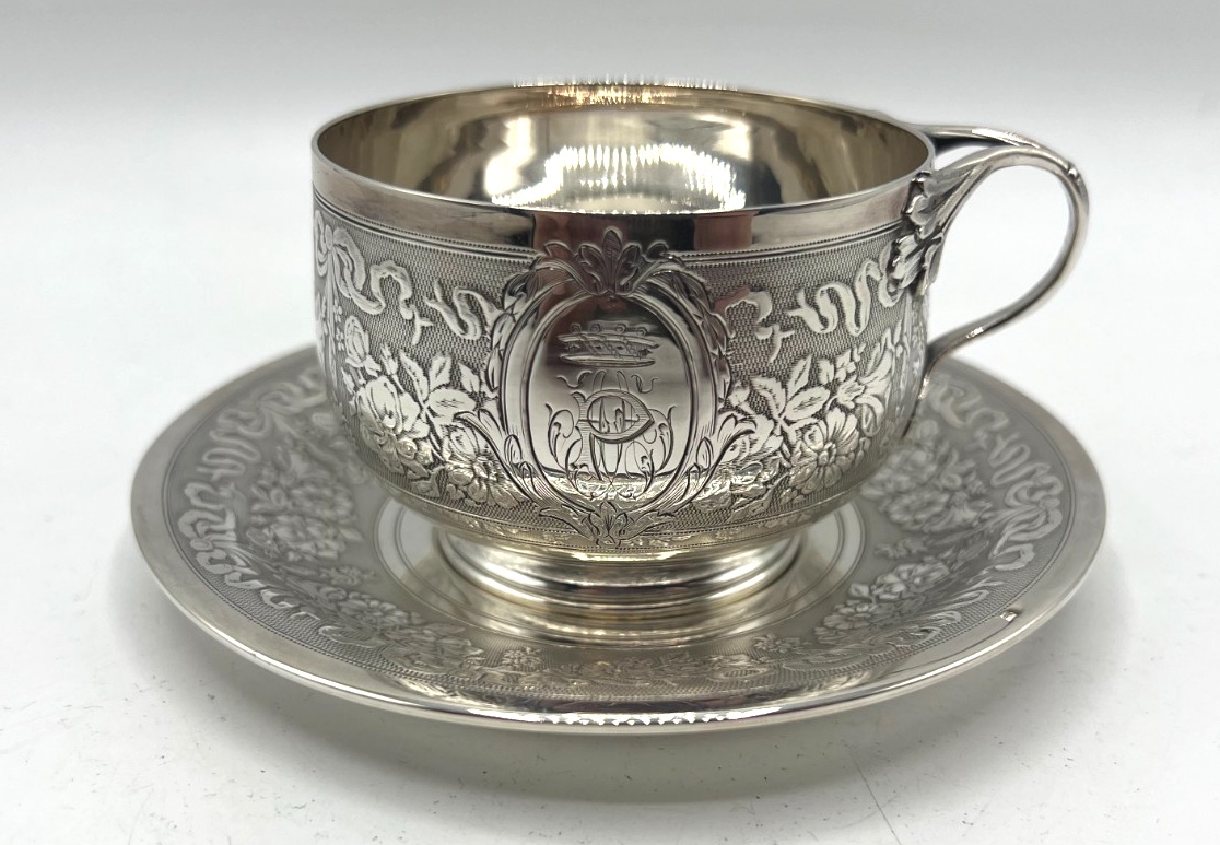 Minerva Solid Silver Tea Cup And Saucer