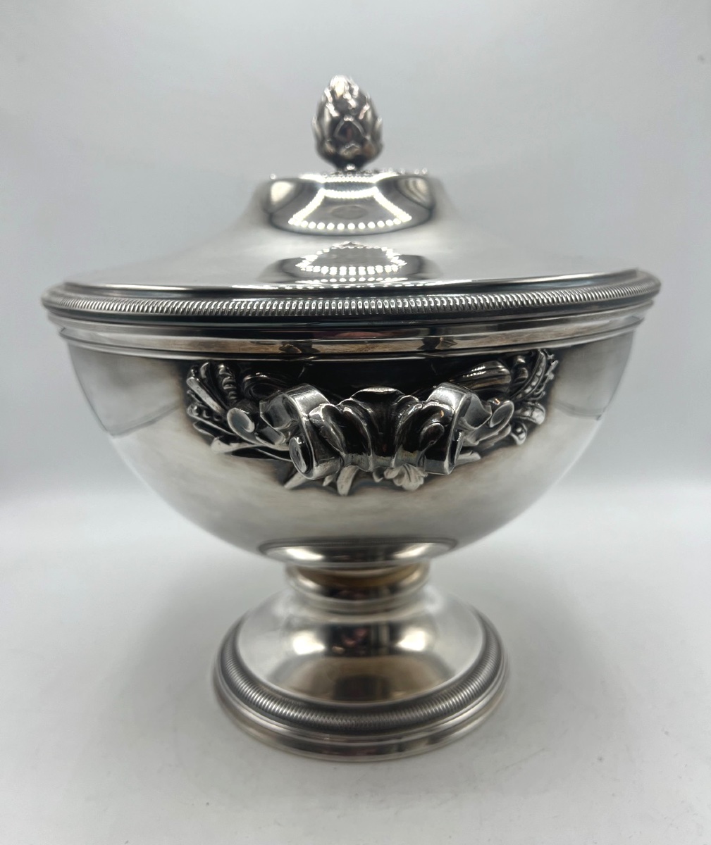 Soupière ronde en argent massif-photo-3