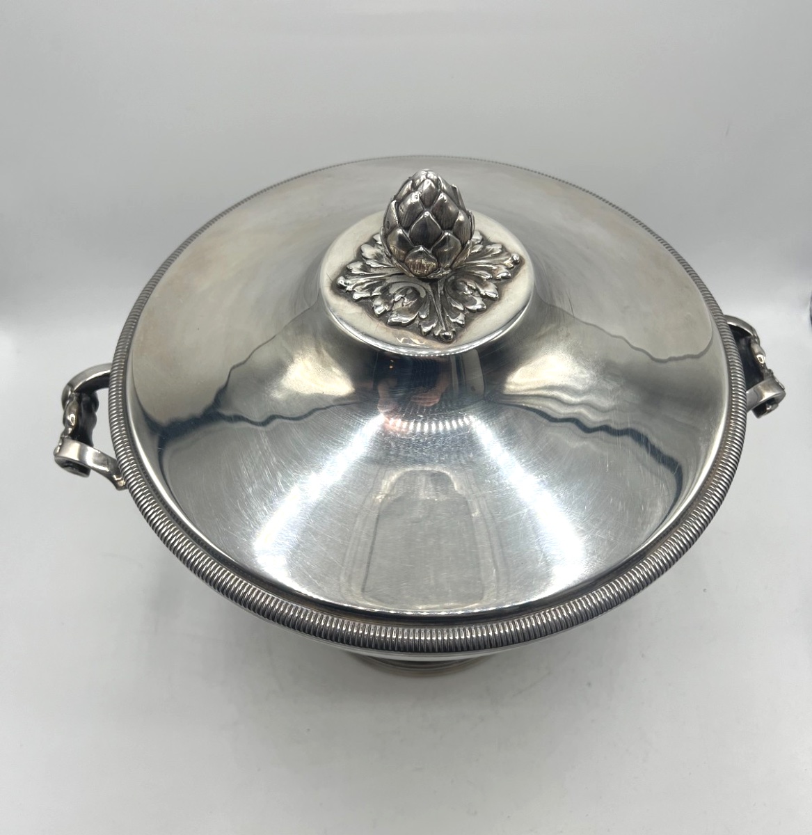 Soupière ronde en argent massif-photo-4