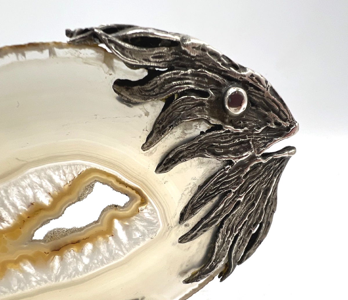 Poisson en agate et argent massif-photo-3