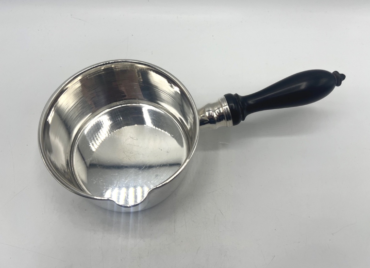 Casserole en argent massif manche bois-photo-4