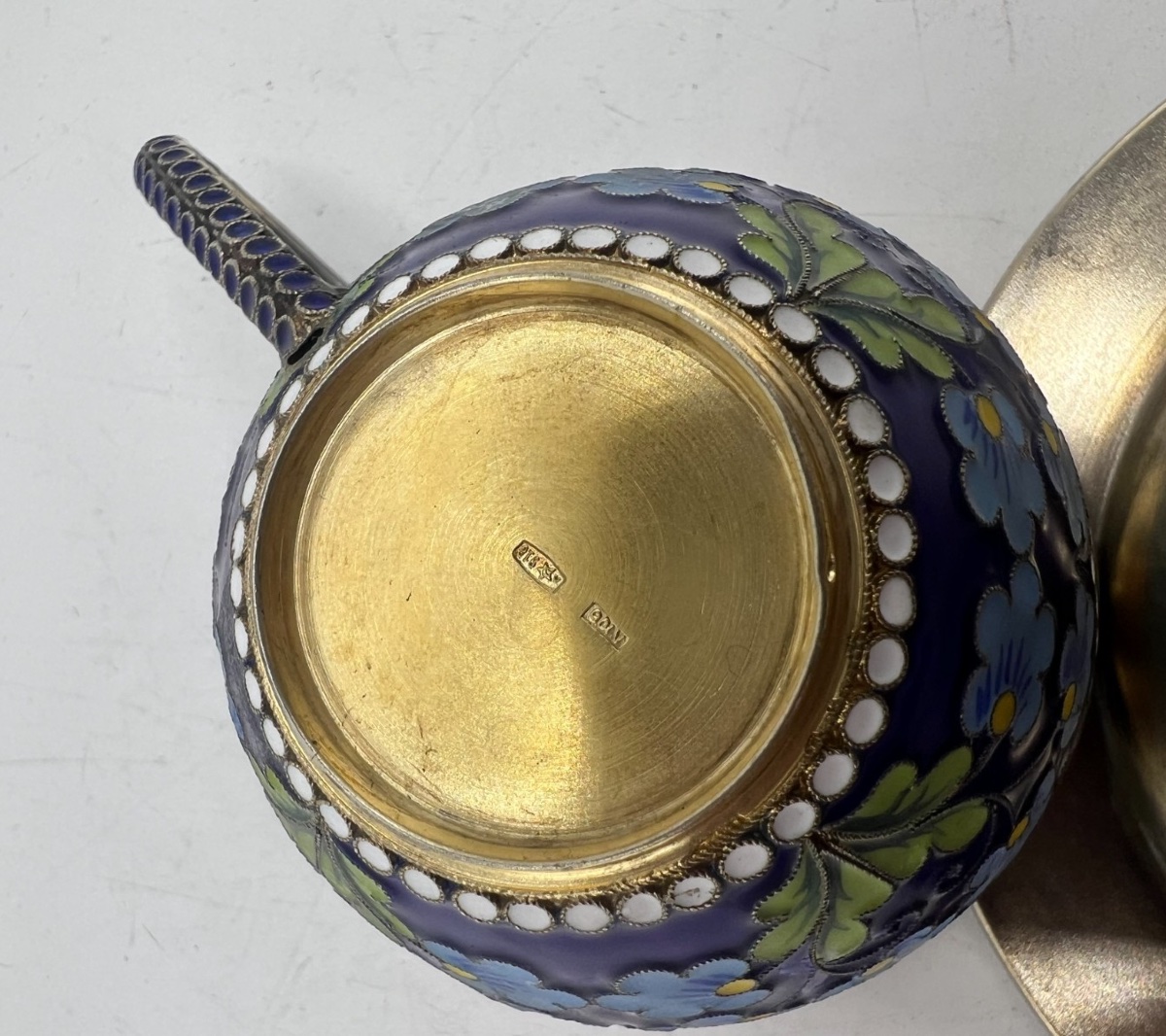 Solid Silver And Enamel Cup And Saucer, Russia-photo-3
