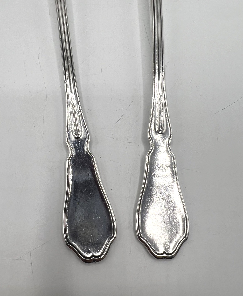 Couvert de service à salade en argent massif-photo-3