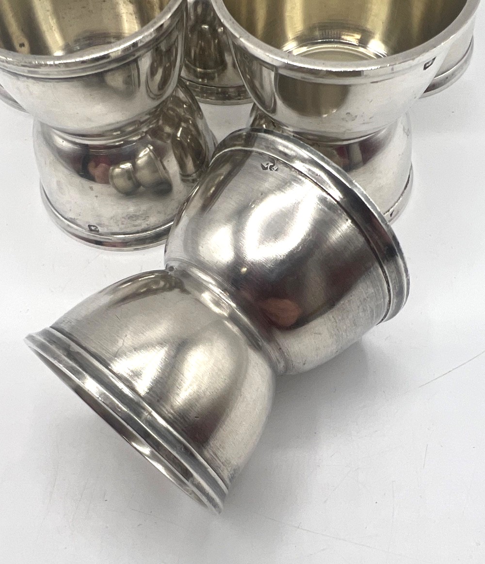 Set Of 6 Solid Silver Diabolo Egg Cups-photo-4