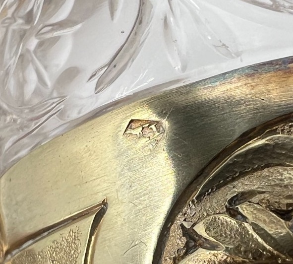 Suite de 12 verres à liqueur ou porto en verre et vermeil-photo-3