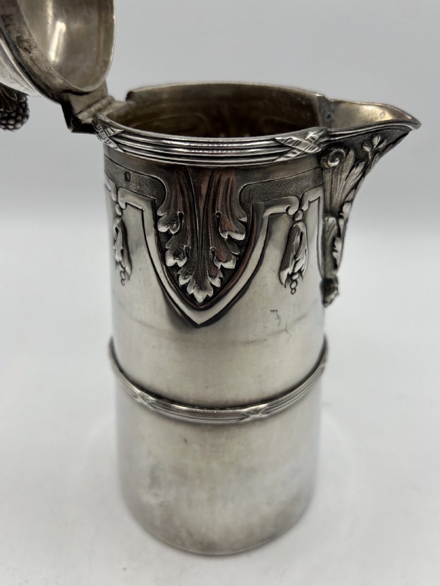 Chocolatière en argent massif manche bois-photo-1