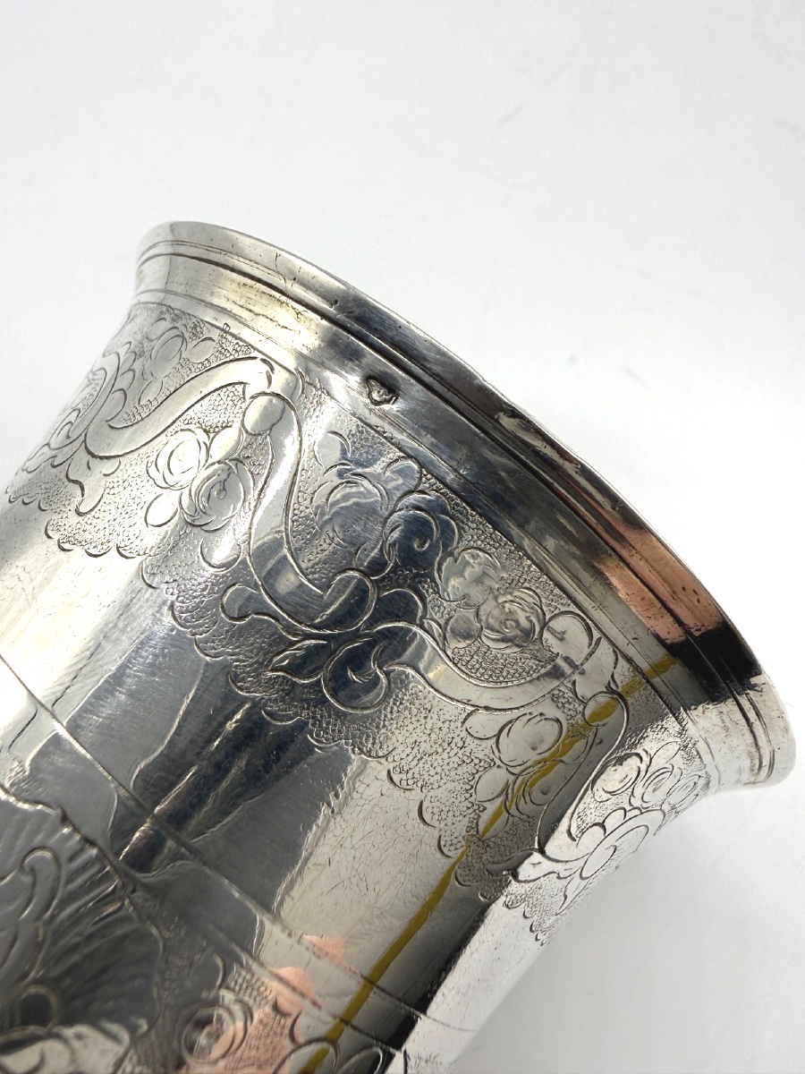 Timbale tulipe en argent massif époque 18ème, Dieppe-photo-1