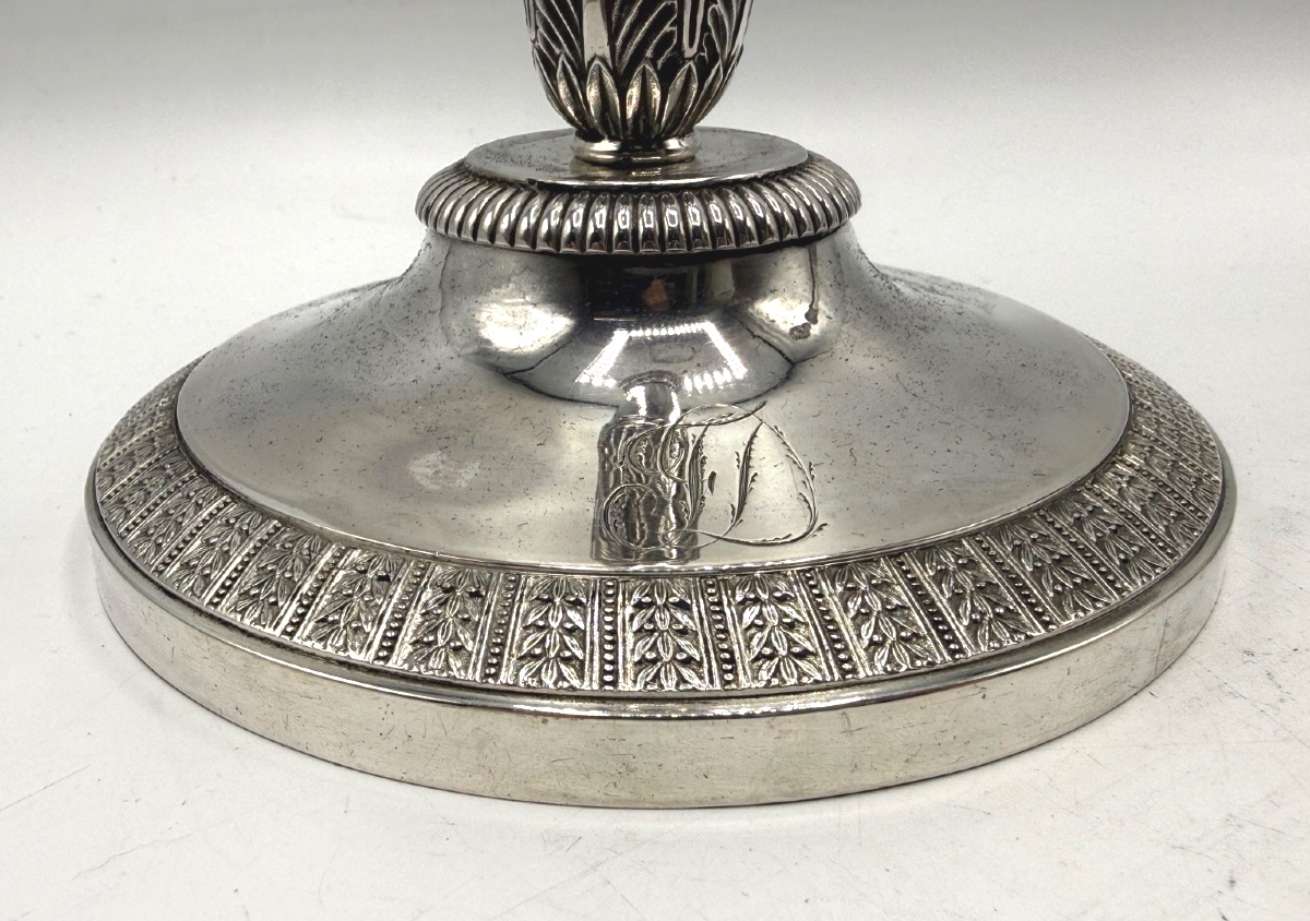 Pair Of Solid Silver Vieillard Hallmarked Candlesticks-photo-3