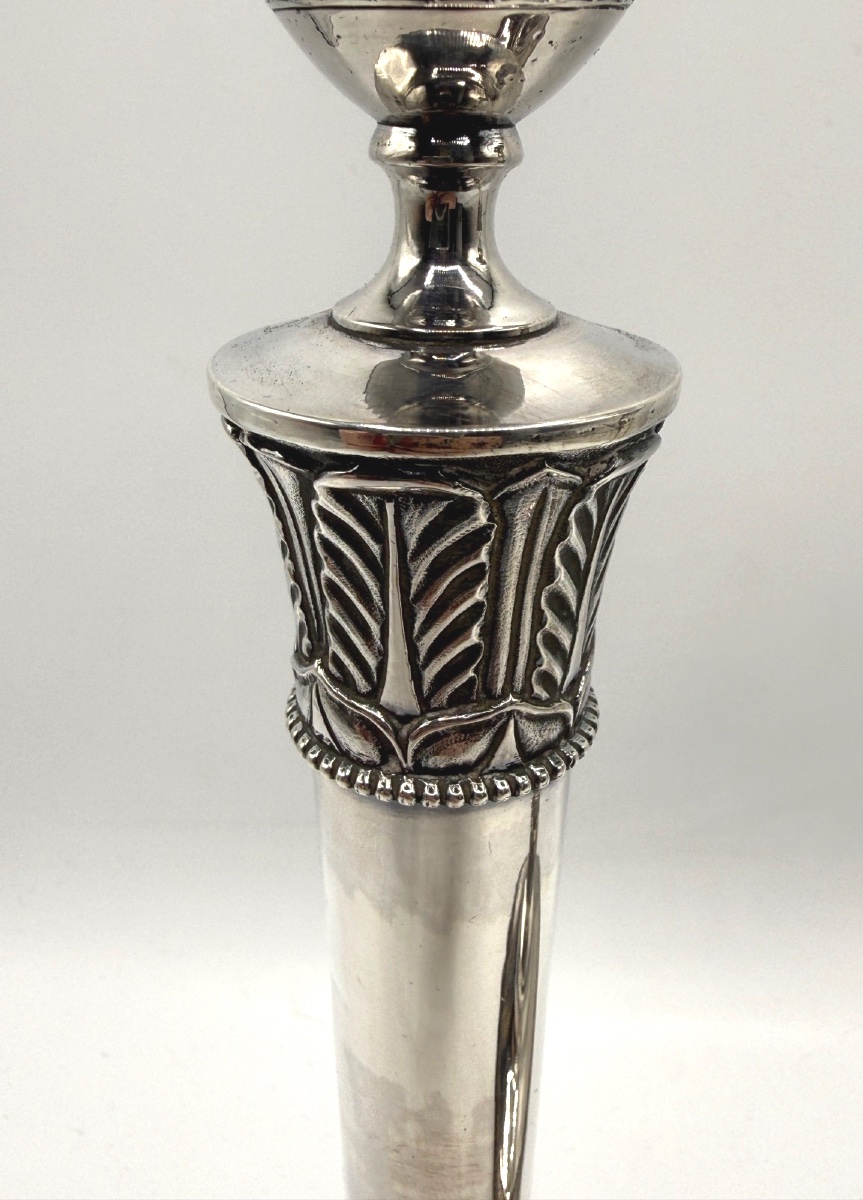 Pair Of Solid Silver Vieillard Hallmarked Candlesticks-photo-5