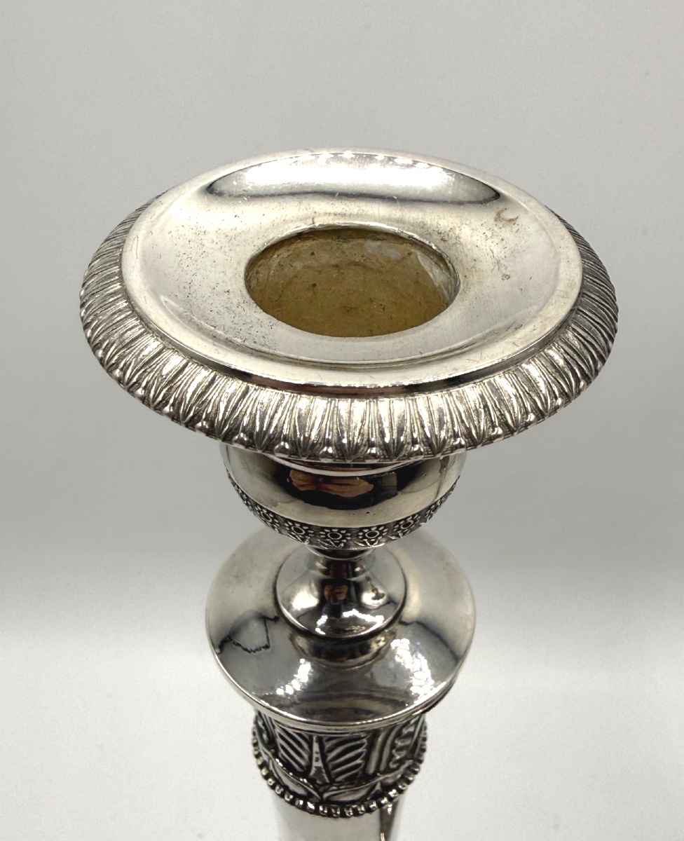 Pair Of Solid Silver Vieillard Hallmarked Candlesticks-photo-6