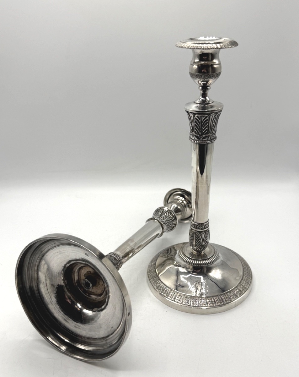 Pair Of Solid Silver Vieillard Hallmarked Candlesticks-photo-8