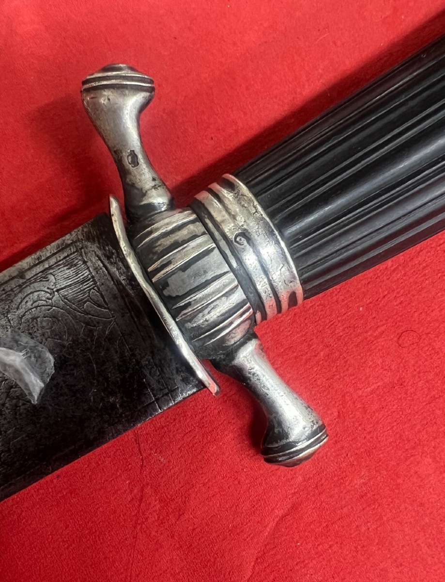 Dague de chasse ou de venerie en argent massif époque 18ème-photo-4