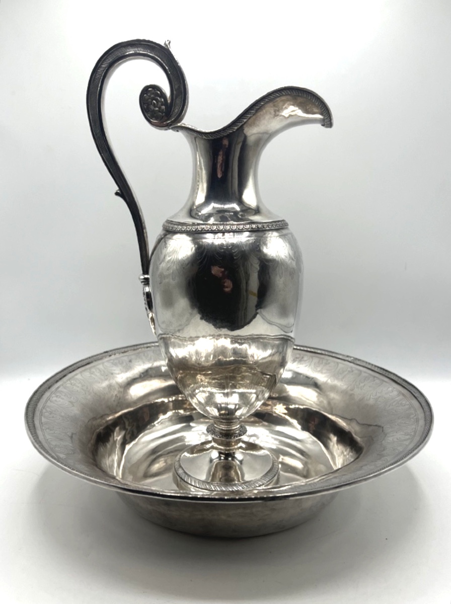 Aiguière et son Bassin en Argent Massif Poinçon Vieillard Par Samson III