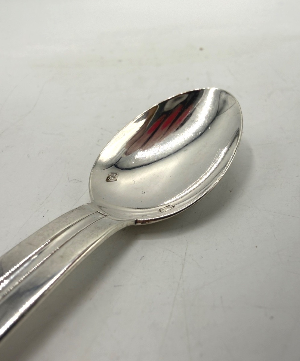12 Art Deco Silver Moka Spoons By Ravinet d'Enfert-photo-2